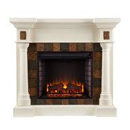 Faux Slate Convertible Corner or Flat Wall Electric Fireplace - Ivory N8