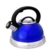 Alpine Blue Finish Encapsulated Base 18/10 Stainless Steel Whistling Tea Kettle Pot