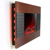 AKDY 36" Wooden Style Tempered Glass Wall Mount Log Pebbles Interchangeable 2-in-1 1500W Adjustable LED Back Light...