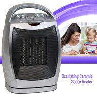 Oscillating Ceramic Space Heater Fan Home Office Portable, Adjustable Thermostat