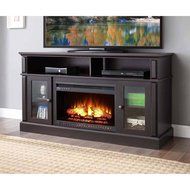 Wood Fireplace for TVs up to 70" &amp; 130 LBS, Espresso, Remote Control