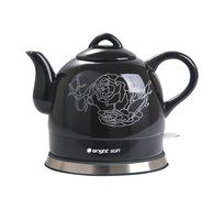 Fixture Displays Teapot Ceramic Electric Kettle Warm Plate, Black Peony Decor, Gift, New,13583 N3