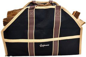 Grillinator Ultimate Firewood Log Carrier: Back Saving Design with Ultra Premium Canvas (Black) N3