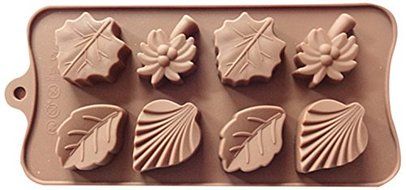 Longzand Molds 8-Cavity Leaf Silicone/Chocolate/Cake Mold, Brown