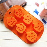 Fangfang 6 Cavity Pumpkin Faces Silicone Ice Cube Tray Molds Candy Mold Cake Mold Chocolate Mold N2