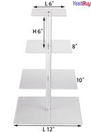 YestBuy&reg; 4 Tier Maypole Square Wedding Party Tree Tower Acrylic Cupcake Display Stand (15.1 Inches)&shy; N2