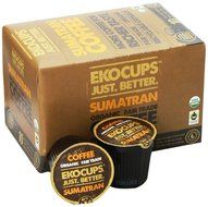 EKOCUPS Artisan Organic&nbsp;Sumatran Coffee, Dark roast, in Recyclable Single Serve Cups for Keurig K-cup Brewers,...