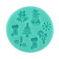 SHINA Xmas Snowmen Sock Cake Fondant Sugar Craft Cake Decorating Silicone Mold N2