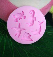 Click Down Dolphins Crabs Design Silicone Mould Cake Topper Decoration Fondant Mold N2