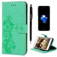 iPhone 7 Plus Case (5.5 inch) - Flip Folio Wallet Stand Case Embossed Cirrus PU Leather Case Shockproof Soft TPU... N8