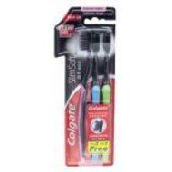 New Colgate Slim Soft Charcoal Toothbrush Ultra Soft &amp; Fine Bristles 0.01mm, Pack of 3