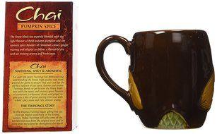 Twinings Pumpkin Spice Chai Tea with Chocolate Porcelain Owl Mug - Gift Boxed N2
