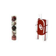 NCAA Oklahoma Sooners Plastic Christmas Ball Ornament 5 Pack Sled Bundle 2 Pack By Forever Collectibles