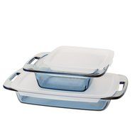 Pyrex Atlantic 4 Piece Value Pack Bakeware Set, Blue/Clear