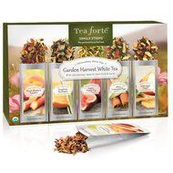 Tea Forte GARDEN HARVEST WHITE Single Steeps Organic White Tea Loose Leaf Tea Sampler, 15 Single Serve Pouches... N5