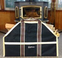 Grillinator Ultimate Firewood Log Carrier: Back Saving Design with Ultra Premium Canvas (Black) N14