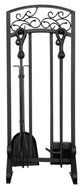 Uniflame, F-1322, 5pc Black Wrought Iron Toolset with Hammered Copper Top Trim