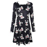 Women Dress,Haoricu Womens Xmas Christmas Printed Party Flared Swing Dress N3