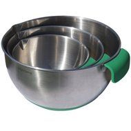 BrightSpring Mixing Bowls - 3-piece Stainless Steel Set - Rubber Bottom, Measurements, Handle &amp; Spout - Recipe... N16