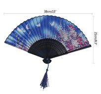 Leegoal(TM) Pink and Green Cherry Blossom Pattern Lace Bamboo Handheld Folding Fans for Girls Women N4