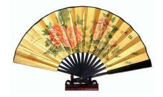 Leegoal(TM) Pink and Green Cherry Blossom Pattern Lace Bamboo Handheld Folding Fans for Girls Women N6