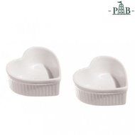 La Porcellana Bianca Cupido Heart Shaped White Ramekins, Set of 2