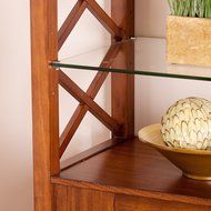 Gentry Electric Fireplace Curio Tower - Oak Saddle N3