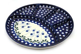 Polish Pottery Dish - Divided Appetizer - Bleeding Heart