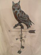 LARGE Handcrafted 3D 3- Dimensional OWL Weathervane Copper Patina Finish N3