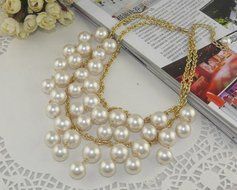 Vogue Trend Woman Luxury multilayer Jewelery Pearl Bubble Bib Statement Necklace 2 Broke Girls NC-09