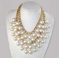 Vogue Trend Woman Luxury multilayer Jewelery Pearl Bubble Bib Statement Necklace 2 Broke Girls NC-09 N2