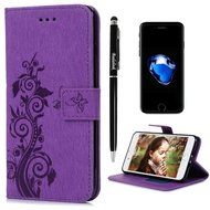 iPhone 7 Plus Case (5.5 inch) - Flip Folio Wallet Stand Case Embossed Cirrus PU Leather Case Shockproof Soft TPU... N39