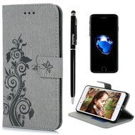iPhone 7 Plus Case (5.5 inch) - Flip Folio Wallet Stand Case Embossed Cirrus PU Leather Case Shockproof Soft TPU... N42
