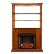 Gentry Electric Fireplace Curio Tower - Oak Saddle N4