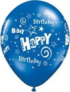 Pioneer Balloon Company 50 Count Birthday Stars &amp; Swirls Latex Balloon, 11&quot;, Assorted N6