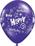 Pioneer Balloon Company 50 Count Birthday Stars &amp; Swirls Latex Balloon, 11&quot;, Assorted N7