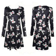 Women Dress,Haoricu Womens Xmas Christmas Printed Party Flared Swing Dress N8