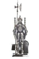 Pewter 5 Piece Knight Fireset - 29.5 inch