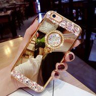 iPhone 7 Plus Glass Mirror Silver Case-Auroralove Luxury Bling Diamond Makeup Case Soft Slim Glass Mirror Case... N18