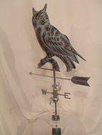 LARGE Handcrafted 3D 3- Dimensional OWL Weathervane Copper Patina Finish N4