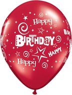 Pioneer Balloon Company 50 Count Birthday Stars &amp; Swirls Latex Balloon, 11&quot;, Assorted N9