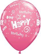 Pioneer Balloon Company 50 Count Birthday Stars &amp; Swirls Latex Balloon, 11&quot;, Assorted N10