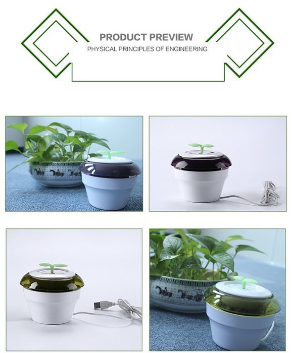 Allnice Car Gadgets Portable USB Powered Peace Grass Air Purification Machine Car Air purifier Ion Generator Car... N3