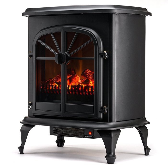 Wellington Free Standing Electric Fireplace Stove - 28 Inch Black Portable Electric Vintage Fireplace with Realistic...