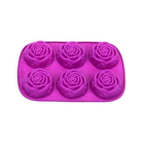 Teanfa 6-cavity Silicone Flower Rose Cake Candy Soap Mold Jelly Cupcake Mould Baking Pan