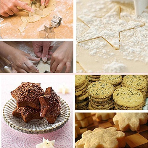 Teanfa Cake Biscuit Cookie Cutter Circle Star Flower Heart Pastry Baking Mold...