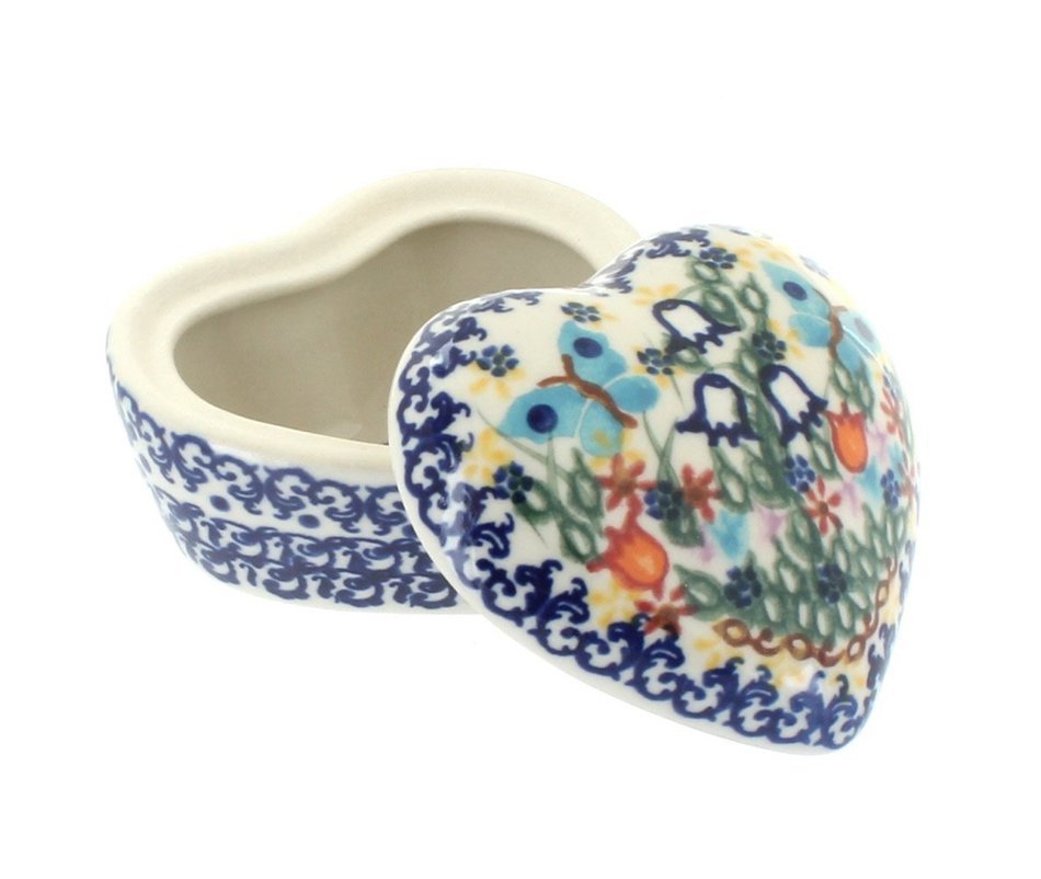 Polish Pottery Garden of Eden Small Heart Box N2