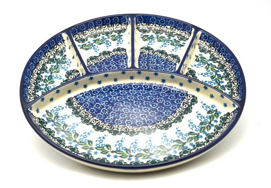 Polish Pottery Dish - Divided Appetizer - Wisteria