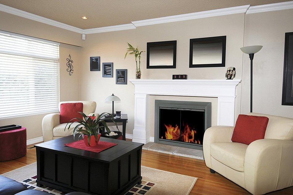 Pleasant Hearth CR-3400 Craton Fireplace Glass Door, Gunmetal, Small N3