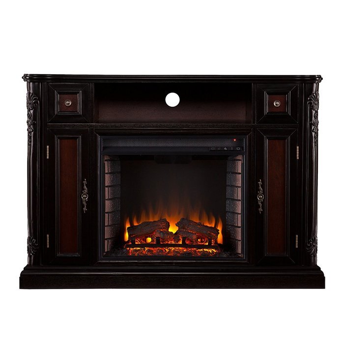 Marianna Media Fireplace - Ebony w/ Reversible Dark Antique N4